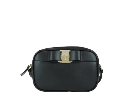 Shop Ferragamo Salvatore  Vara Bow Camera Bag In Black