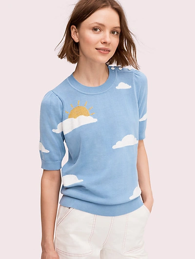 Shop Kate Spade Silver Lining Sweater In Blue Heron