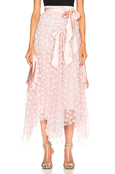 Shop Rodarte Embroidered Bow Skirt In Pink