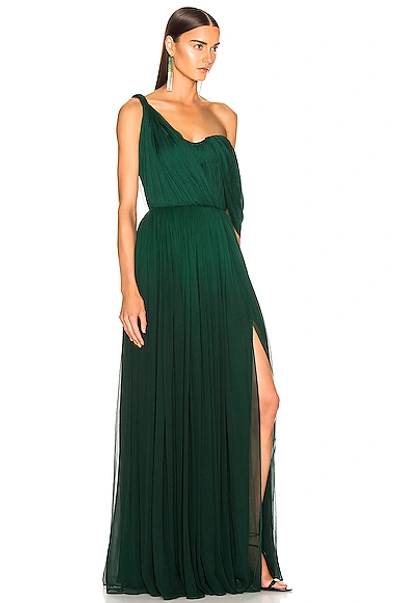 Shop Oscar De La Renta Drape Gown In Basil