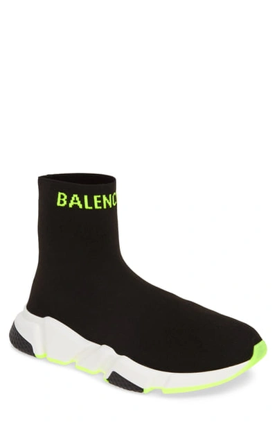 Shop Balenciaga Speed Sock Slip-on In Turquoise/ Black