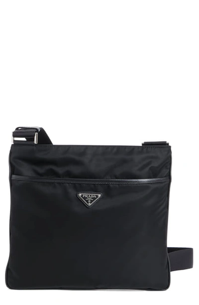 Shop Prada Slim Compact Nylon Messenger Bag In Nero