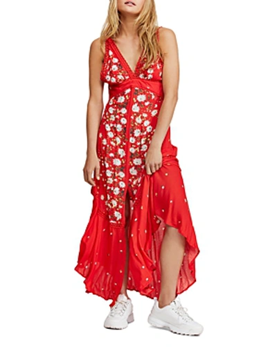Shop Free People Paradise Mixed Floral Maxi Dress In Red