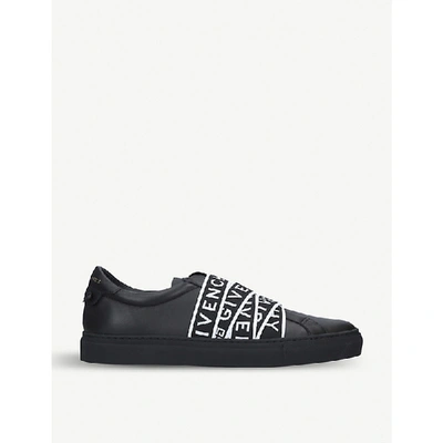 Shop Givenchy Logo-tape Leather Trainers In Black