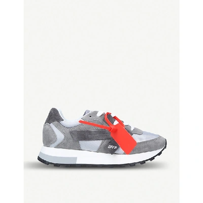 Shop Off-white Arrow Runner Suede And Shell Trainers In Grey/other
