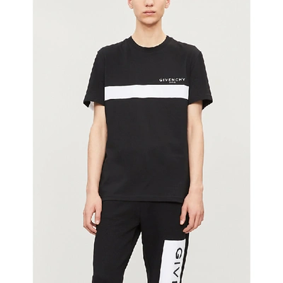 Shop Givenchy Logo-print Cotton-jersey T-shirt In Black