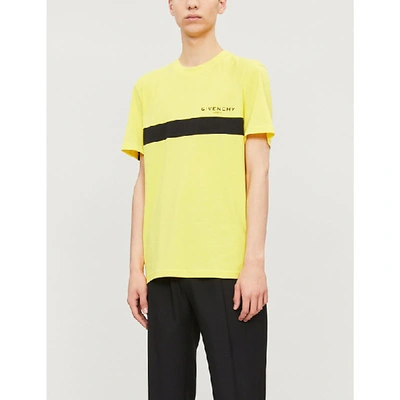 Shop Givenchy Logo-print Cotton-jersey T-shirt In Bright Yellow