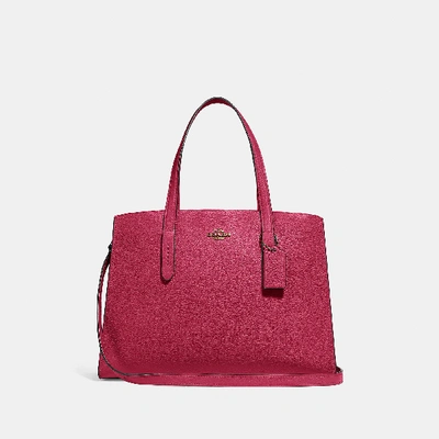 Shop Coach Charlie Carryall In Bright Cherry/gold