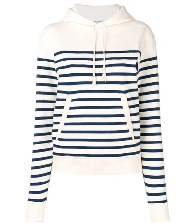 Shop Saint Laurent Horizontal Striped Hoodie In Multi