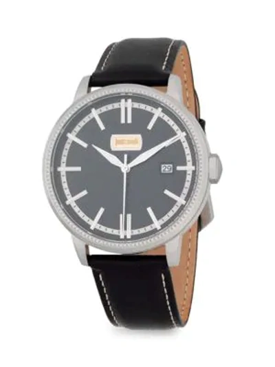Shop Just Cavalli Stainless Steel & Leather-strap Watch In Black