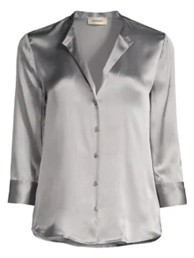 Shop L Agence Women's Aoki Three-quarter Sleeve Silk Blouse In Pearl Grey