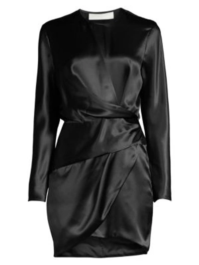 Shop Michelle Mason Origami Silk Mini Dress In Black