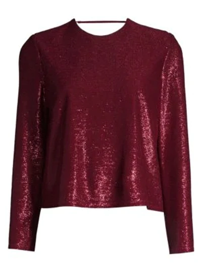 Shop Michelle Mason Crystal-back Glimmer Top In Wine