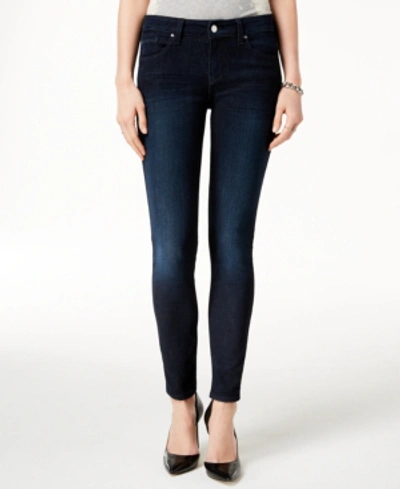 Shop Guess Power Skinny Low-rise Jeans In Dark Wash