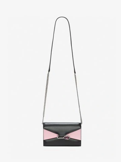 Shop Alexander Mcqueen Small Pin Bag In Black/blush Pink
