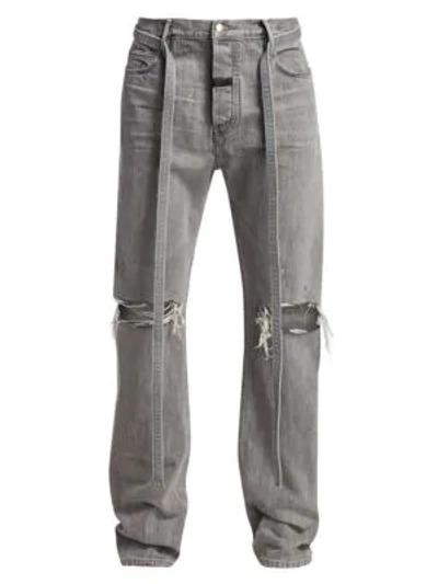 Shop Fear Of God Relaxed Distressed Tie-waist Jeans In God Grey