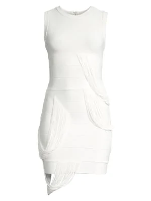 herve leger white fringe dress