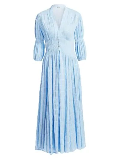 Shop Cult Gaia Willow Puff Sleeve Pleated Dress In Bluebell
