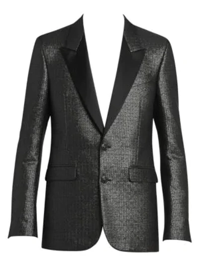 Shop Givenchy Men's Two-button Evening Peak Lapel Jacket In Black Grey