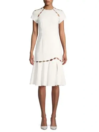 Shop Jonathan Simkhai Stapled Cutout Crepe Midi Dress In White