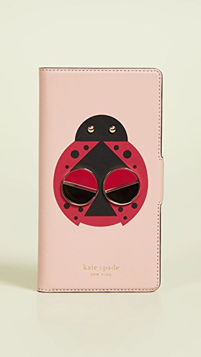 Shop Kate Spade Lucky Ladybug Folio Iphone Case In Flapper Pink