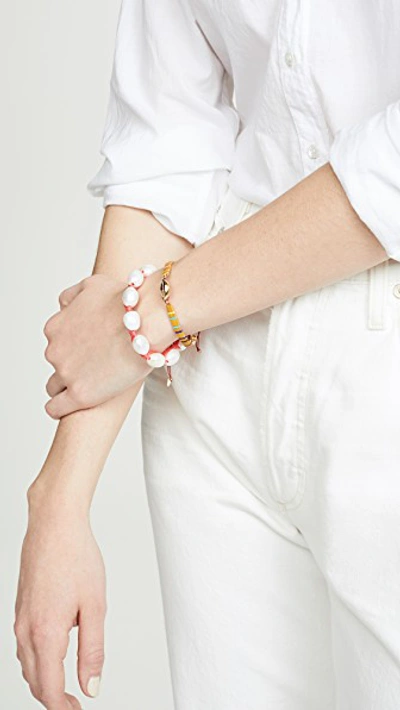 Shop Lizzie Fortunato Pebble Bracelet In Pearl
