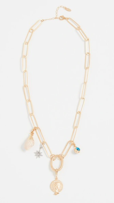 Shop Maison Irem Chunky Chain Charm Necklace In Gold