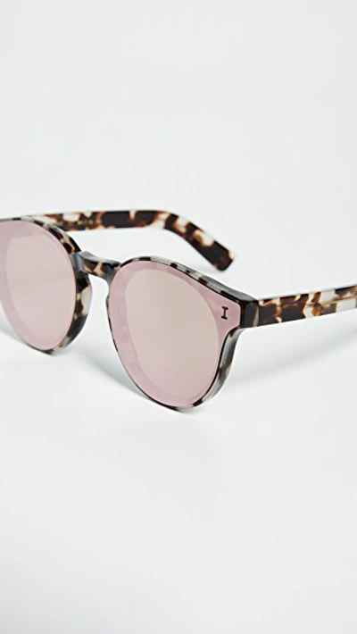 Shop Illesteva Two Point Sunglasses In White Tortoise W/ Rose Mirror