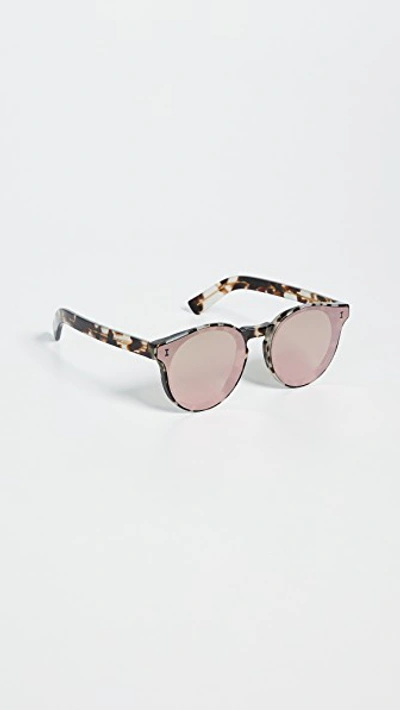 Shop Illesteva Two Point Sunglasses In White Tortoise W/ Rose Mirror