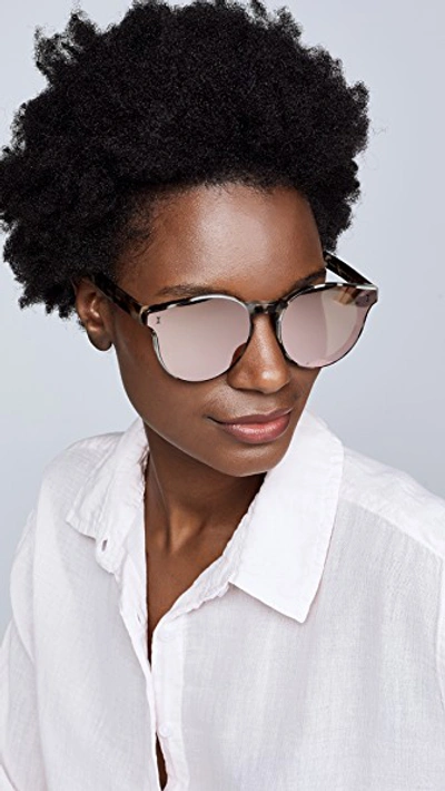 Shop Illesteva Two Point Sunglasses In White Tortoise W/ Rose Mirror