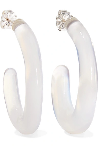 Shop Leigh Miller Net Sustain Opaline Glass Hoop Earrings In Light Blue