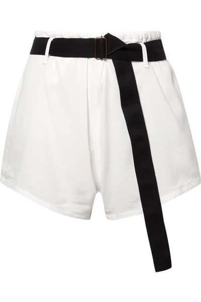 Shop Albus Lumen Belted Textured-cotton Shorts In White
