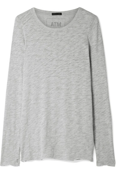 Shop Atm Anthony Thomas Melillo Slub Pima Cotton-blend Jersey Top In Gray