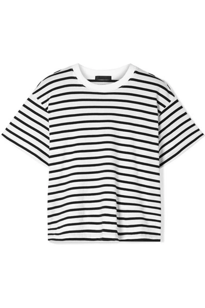 Shop Atm Anthony Thomas Melillo Boy Striped Cotton-jersey T-shirt In Black