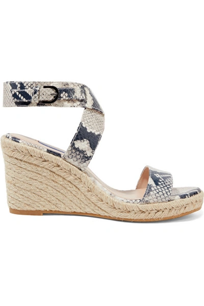 Shop Stuart Weitzman Lexia Snake-effect Leather Espadrille Wedge Sandals In Snake Print