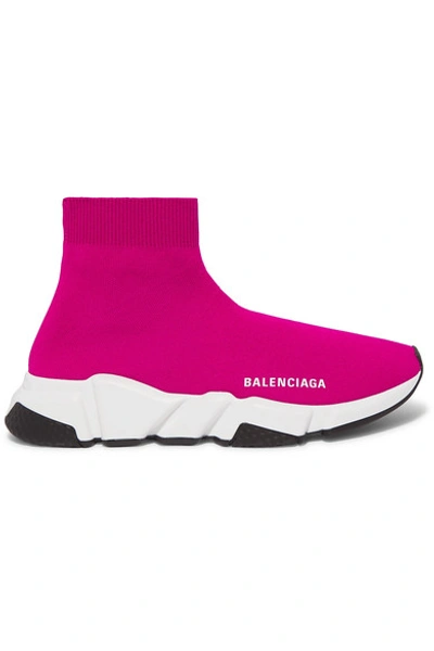 Shop Balenciaga Speed Stretch-knit High-top Sneakers In Pink