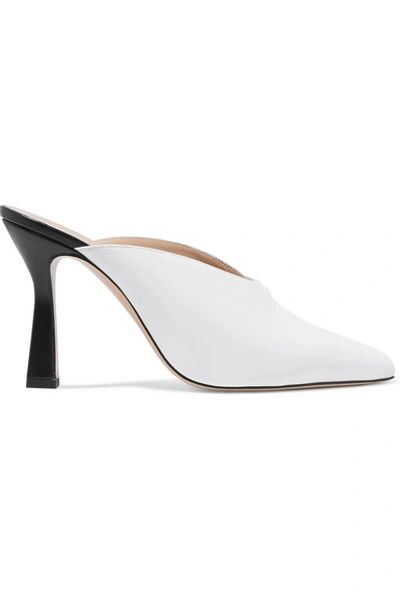 Shop Wandler Niva Two-tone Leather Mules In White