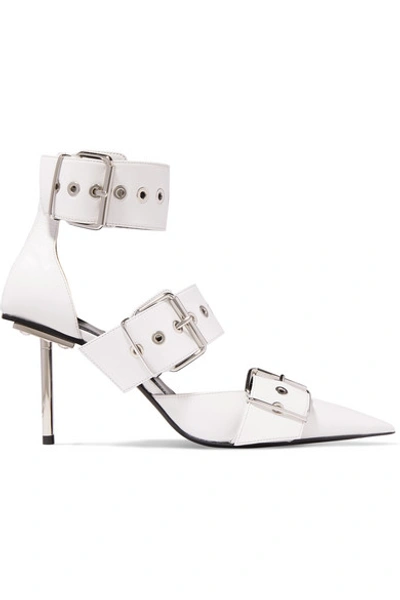 Shop Balenciaga Belt Buckled Leather Pumps In White