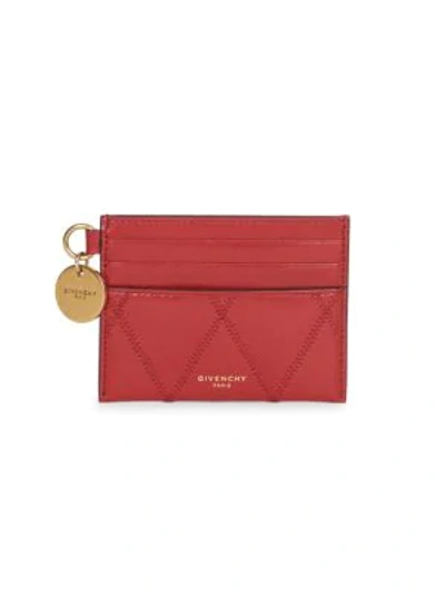 Shop Givenchy Losange Quilted Leather Card Case In Red