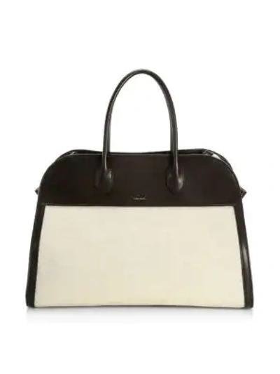 Shop The Row Women's Margaux Canvas & Leather Bag In Natural Black