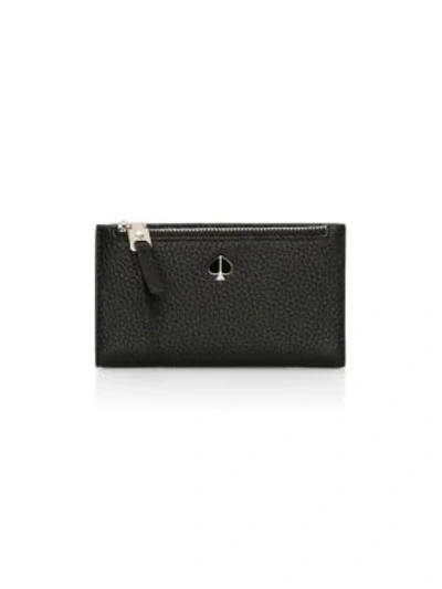 Shop Kate Spade Small Polly Bi-fold Leather Wallet In Black