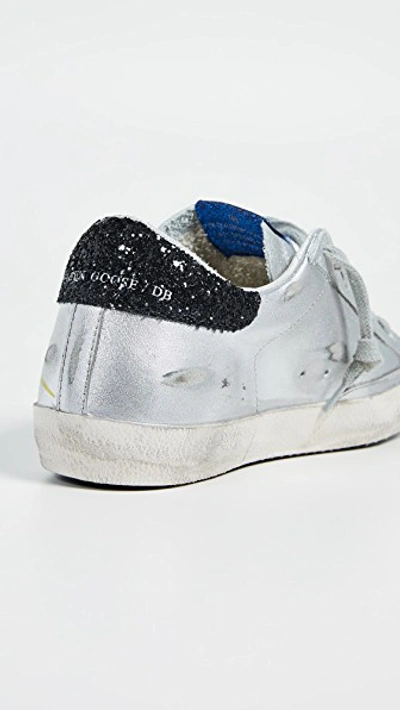 Shop Golden Goose Superstar Sneakers In Silver/black Check