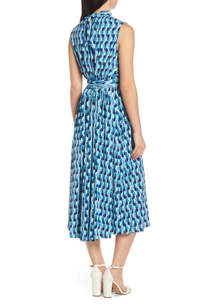 Shop Leota Mindy Shirred Midi Dress In Azure Blue