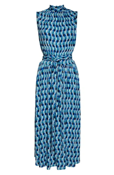 Shop Leota Mindy Shirred Midi Dress In Azure Blue