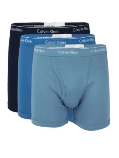 Shop Calvin Klein 3-pack Logo Cotton Boxer Briefs In Blue