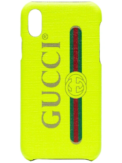 GUCCI IPHONE X荧光手机壳 - 黄色