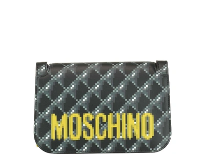 Shop Moschino Pixel Capsule Shoulder Bag In Black/ Green