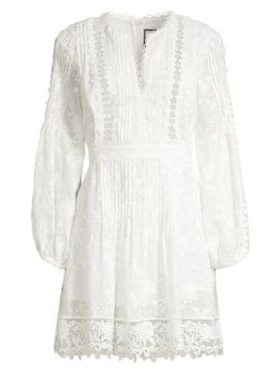 Shop Alexis Artemis Plisse Lace Silk-blend A-line Tunic Dress In White