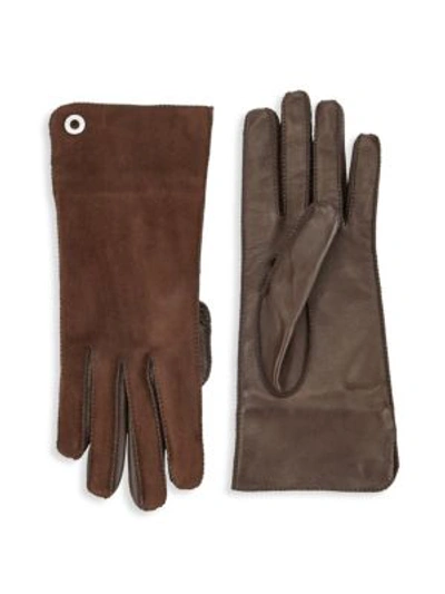 Shop Loro Piana Women's Guanto Jacqueline Leather & Suede Gloves In Very Dark Brown