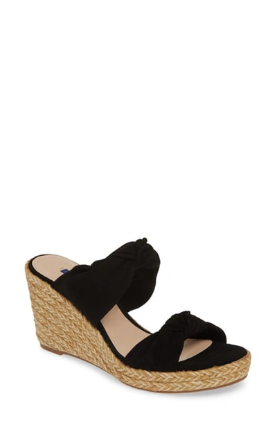 Shop Stuart Weitzman Sarina Espadrille Wedge Slide Sandal In Black Suede